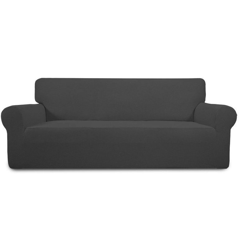 INMOZATA Sofa Covers 3 Seater 1 Piece Polyester Spandex Elastic Sofa Slipcovers Protector Washable Black 