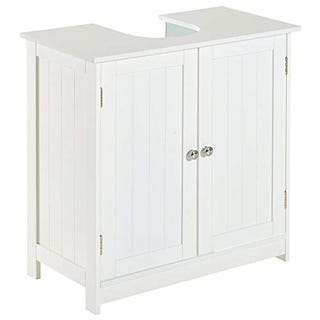 HOMCOM Under Sink Bathroom Storage Cabinet 2 Layers Vanity Unit Wooden - White