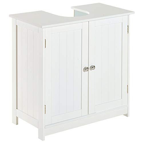 HOMCOM Under Sink Bathroom Storage Cabinet 2 Layers Vanity Unit Wooden - White