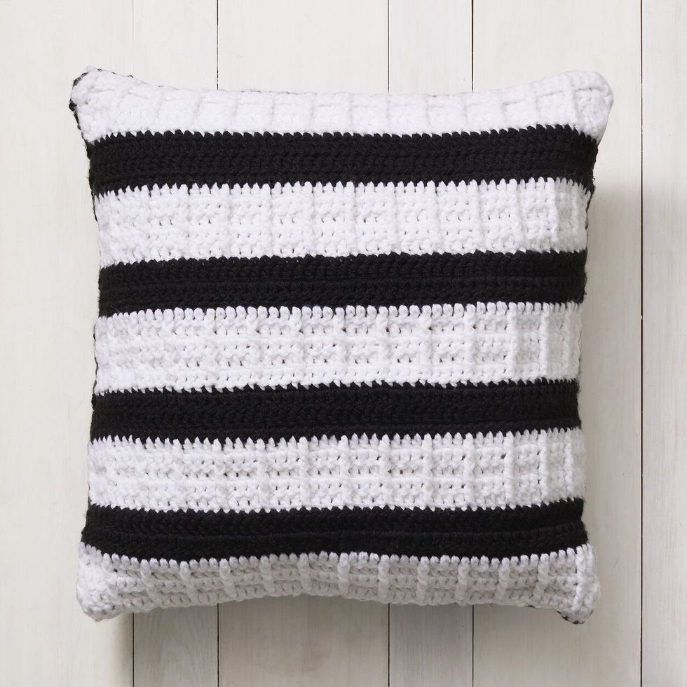 Chunky Waffle Crochet Pillow