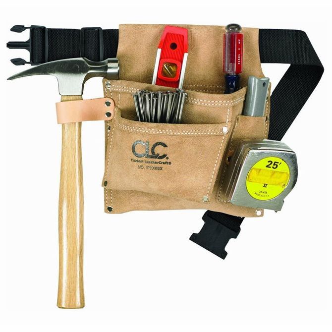 CLC 3-Pocket Nail and Tool Bag with Poly Web Belt