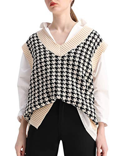 Houndstooth knitted vest