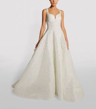 Ivory Embellished Sweetheart-Neckline Gown