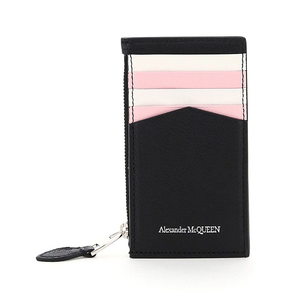 Black & Pink Small Zip Card Holder