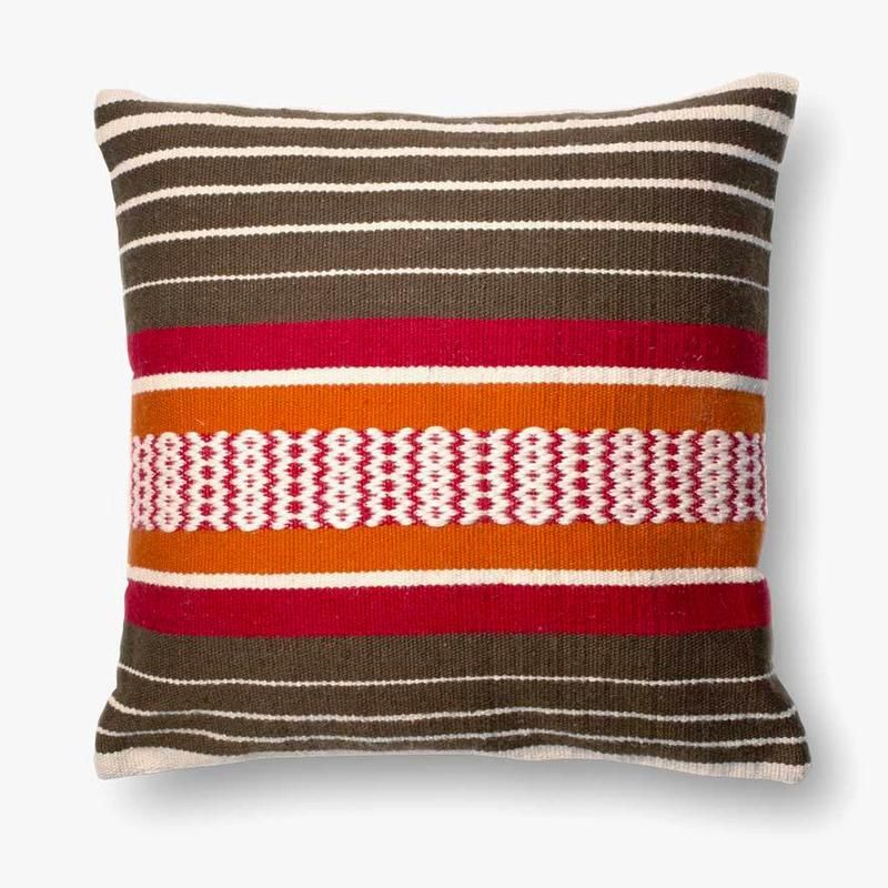 Brown Striped Outdoor Pillow