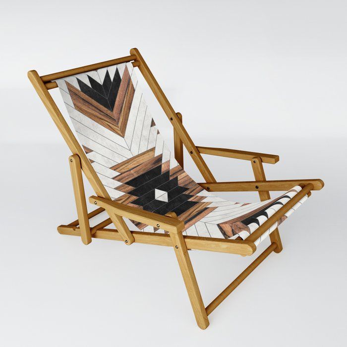 Urban Tribal Pattern Concrete and Wood Sling Chair