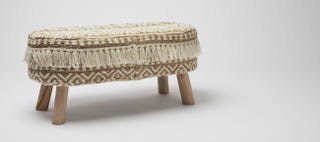 Tassel Tufted Natural & Cream Bench