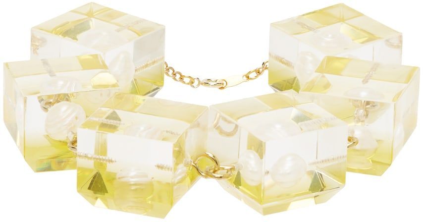 Gold Pearl Cubist Bracelet