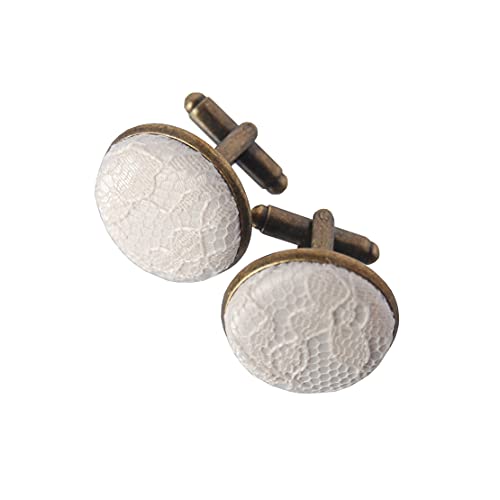 Classic Ivory Lace Fabric Cuff Links