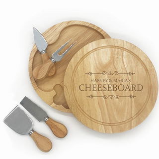 Personalised cheese board with knife set