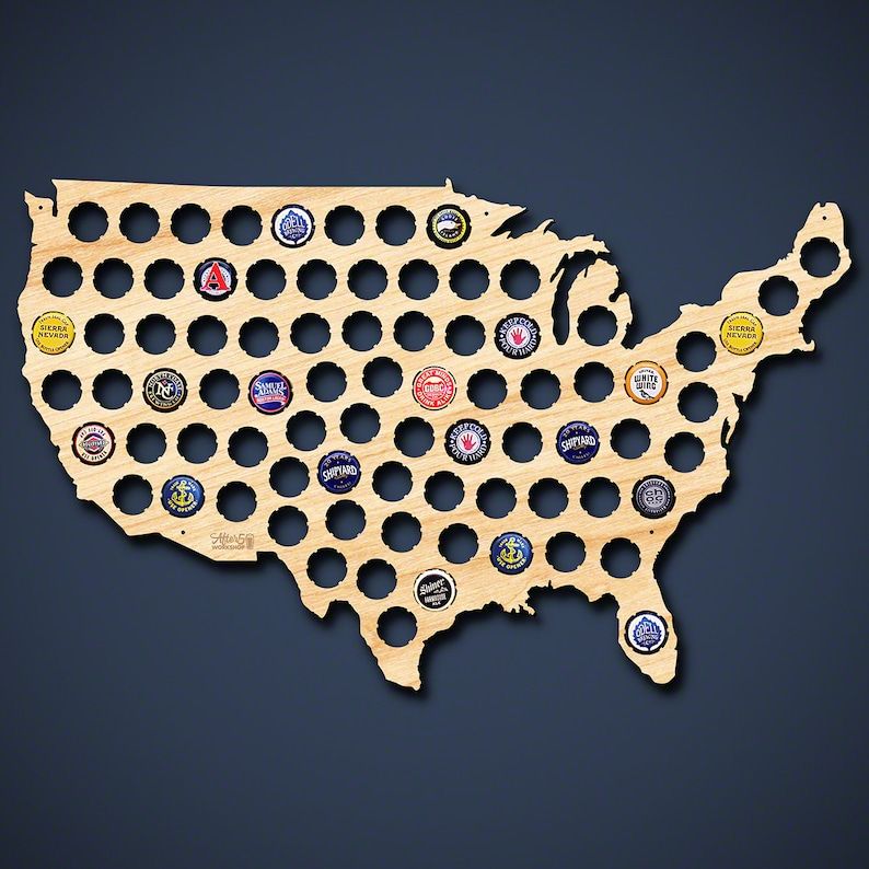 HomeWetBar Beer Cap Map of USA