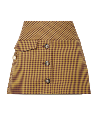 Checked Cotton-Blend Twill Mini Skirt