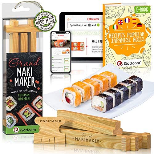 Japanese Sushi and Rolls at Home Quick and Easy with Sushi Mold Sushi Maker Best for Beginners and Kids Sushi Press Sushi Kit Original Gift Idea Makimaker Sushi Making Kit by iSottcom 