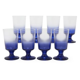 Grecian Blue Ombre Glass Drinkware Set