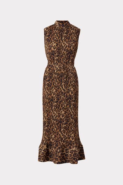 Melina Leopard Print Pleated Dress