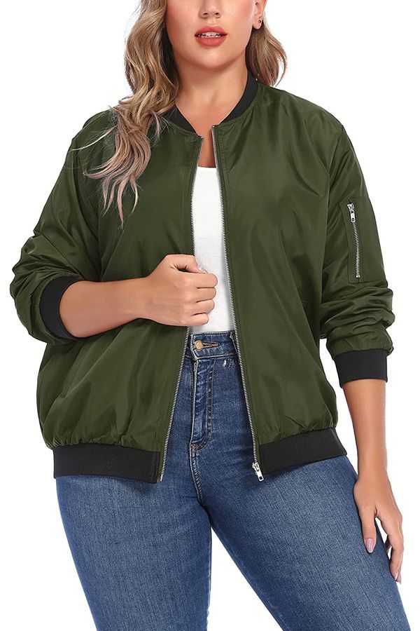 Plus size best sale satin bomber jacket