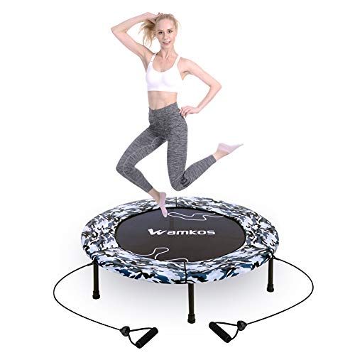 Indoor Exercise Foldable Rebounder Trampoline Cardio Trainer Workout for Kids Adults Max 38 Mini Fitness Trampoline with Adjustable Handle Load 300lbs 