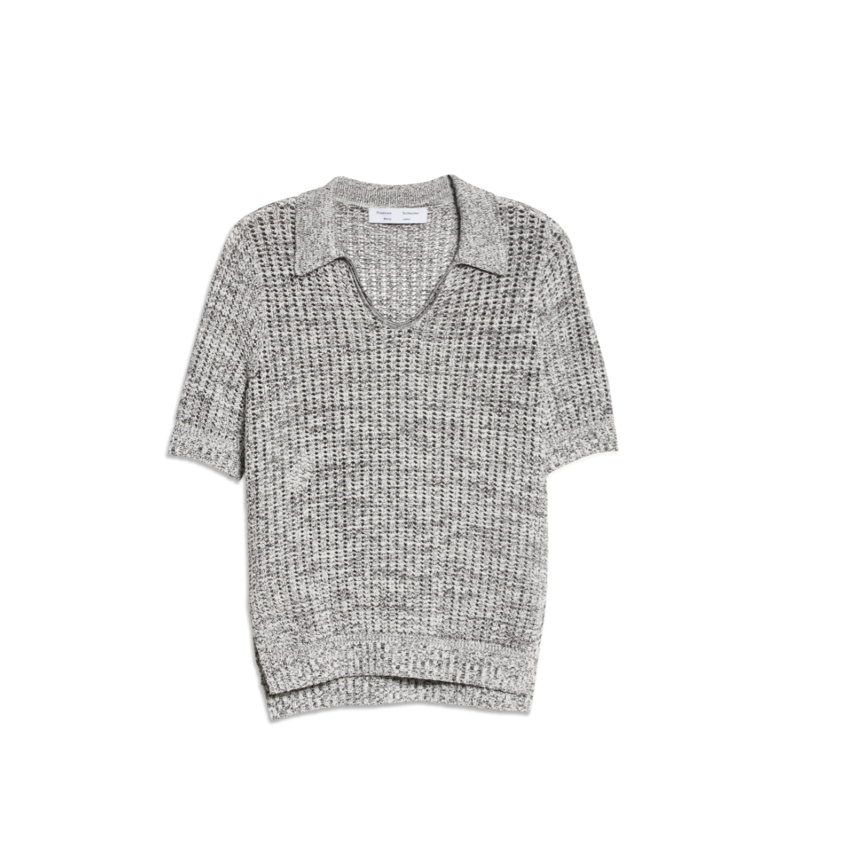 Short Sleeve Silk & Cotton Blend Polo Sweater