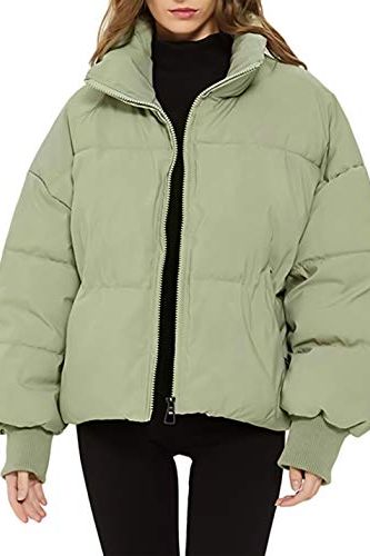 Sage Short Oversized Hooded Puffer Jacket, Womens Jackets