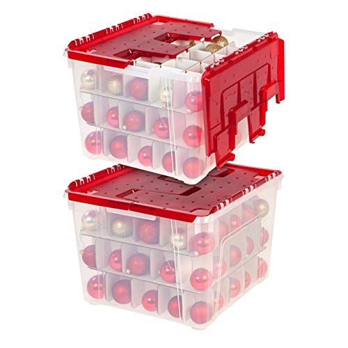 Plastic Christmas Ornament Storage Box Large with 2 Sided Dual