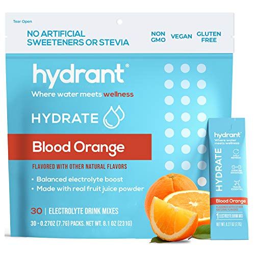 Hydrant Hydrate Blood Orange 30 Stick Packs, Electrolyte Powder Rapid Hydration Mix, Hydration Powder Packets Drink Mix, Helps Rehydrate Better Than Water
