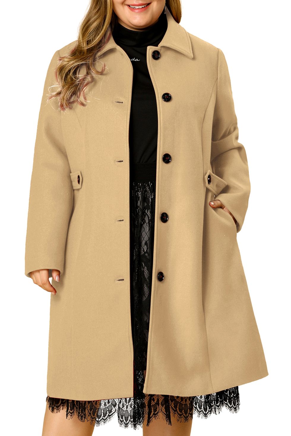 Unique Bargains Women's Plus Size Fleece Jacket Zip Front Long