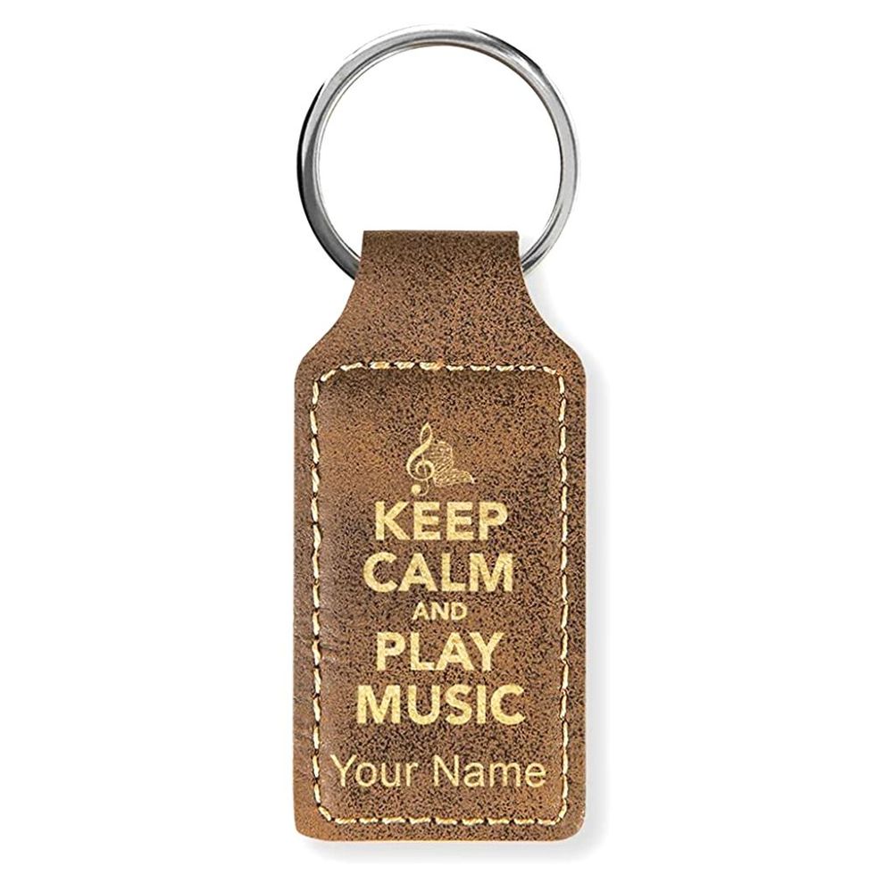 Keep Calm and Play Music Personalized Keychain