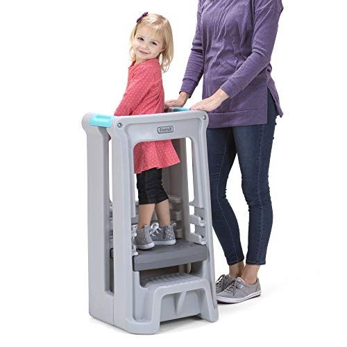 ZZBIQS Kitchen Stool Helper Tower for Kids Grey Standing Tower for Toddlers Kids Step Stool for Counter Learning 