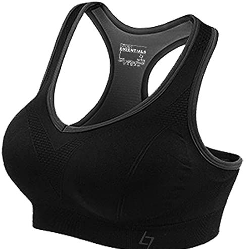 SYROKAN High Impact Sports Bras for Women Underwire High Support Racerback No  Bounce Workout Fitness Gym Grey 38D
