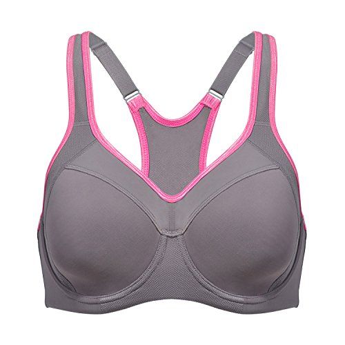 SYROKAN High Impact Sports Bras for Women Underwire High Support Racerback  No Bounce Workout Fitness Gym Grey 36D