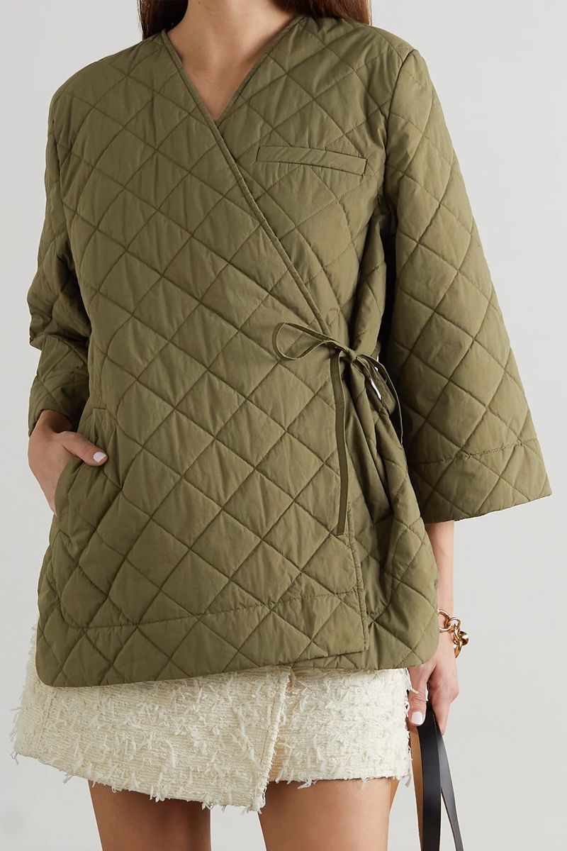 wrap quilted coat