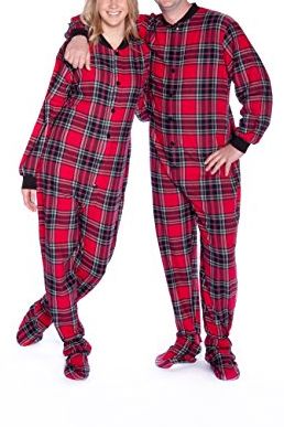 Red Plaid Cotton Flannel Footed Onesie Pajamas