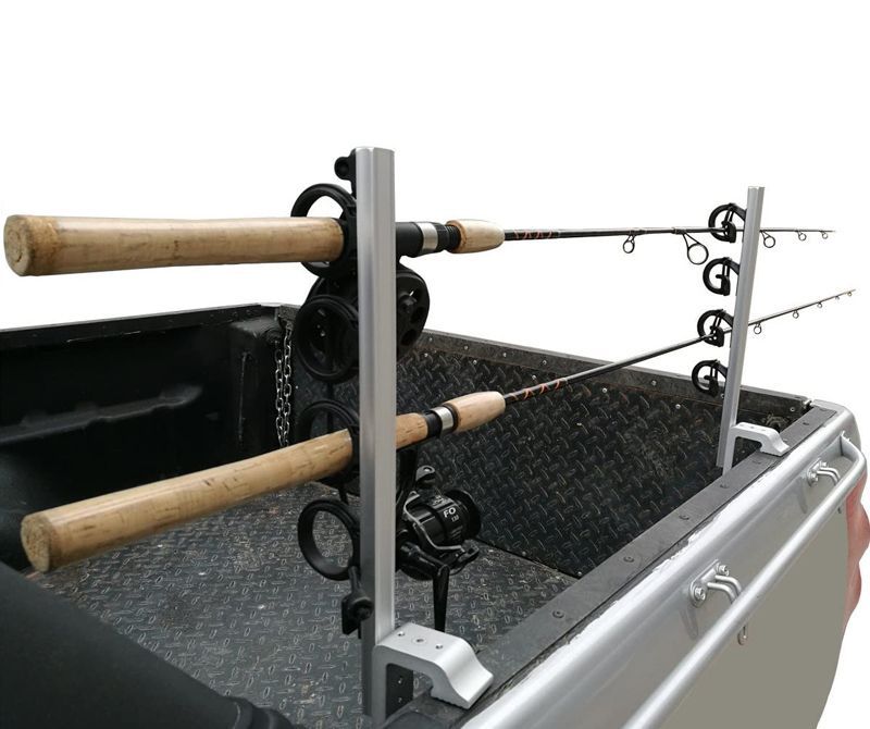 Trailer hitch fishing rod holder