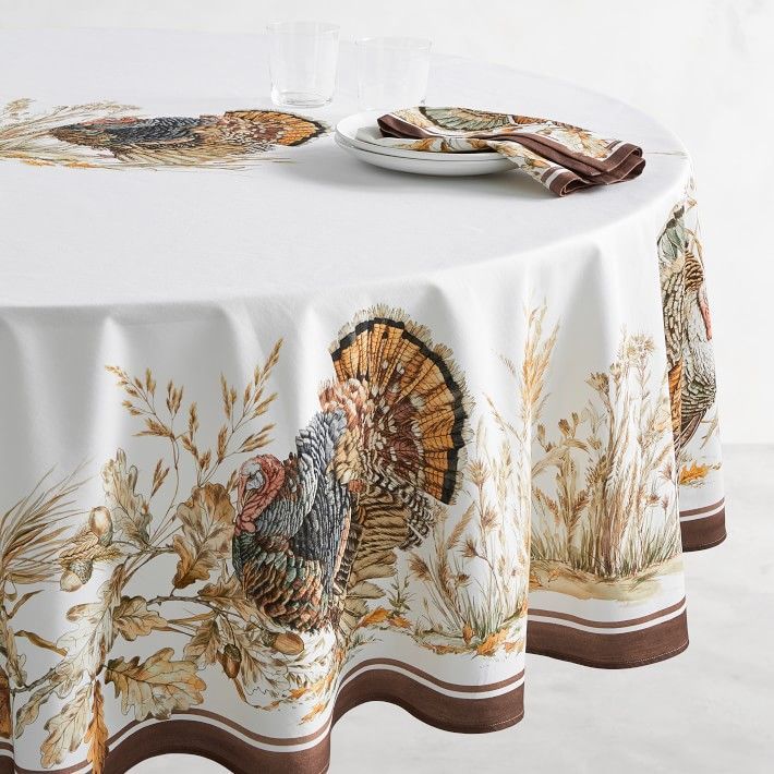 Plymouth Turkey Round Tablecloth