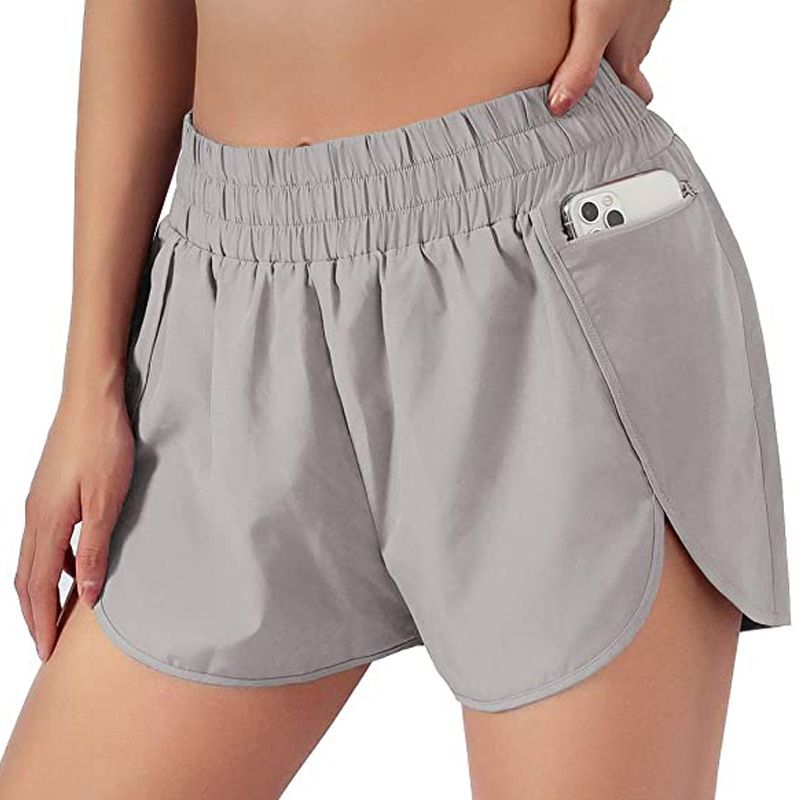 More Mile Strive Womens Running Shorts Grey Gym Sports Short with Zipped Pocket 