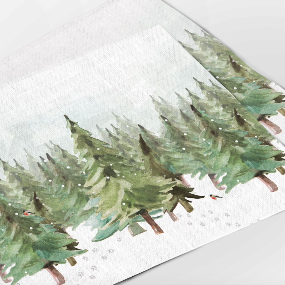 Watercolor Snow Scene Christmas Placemats