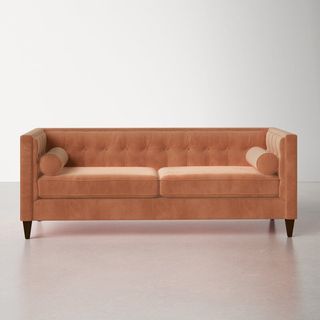 84'' Velvet Tuxedo Arm Sofa with Reversible Cushions 
