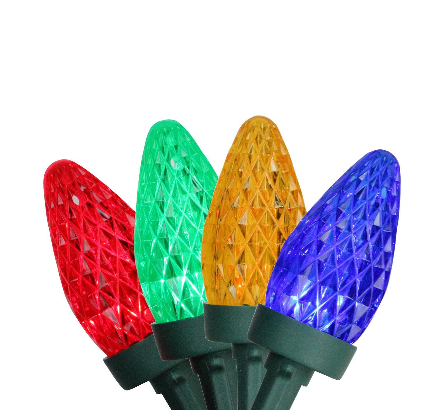 Multi Colored Faceted LED C7 Christmas Lights