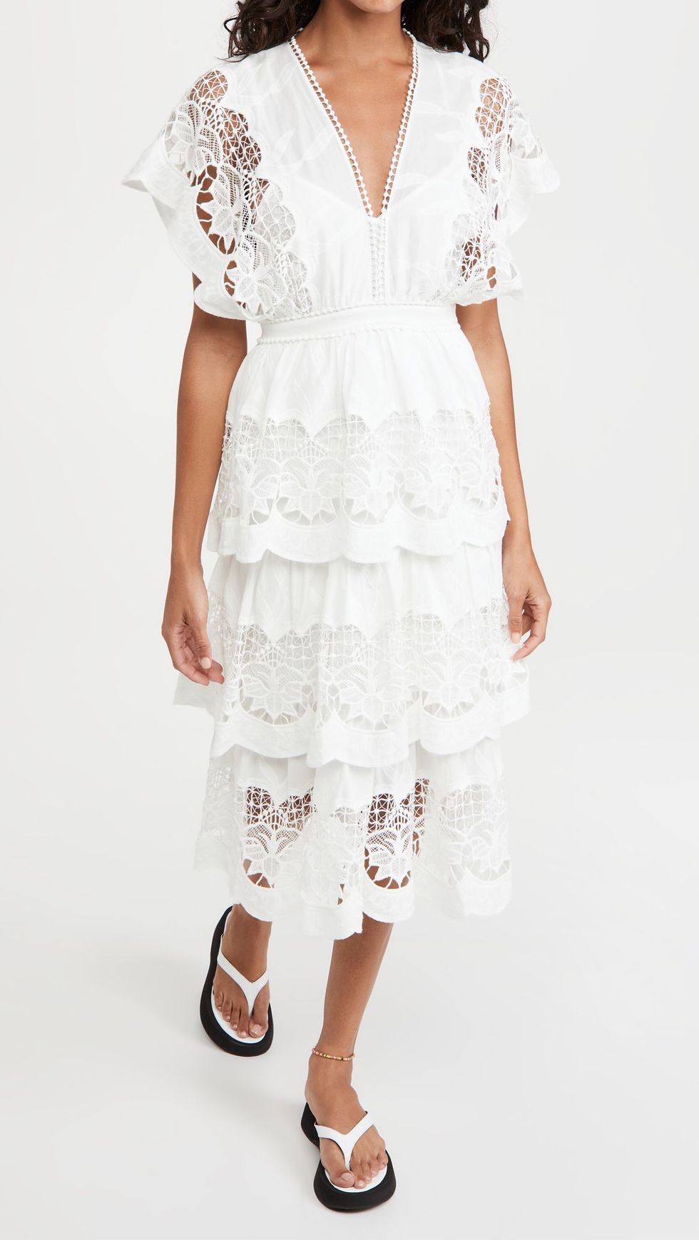 白色系蕾絲洋裝推薦7：FARM Rio長洋裝