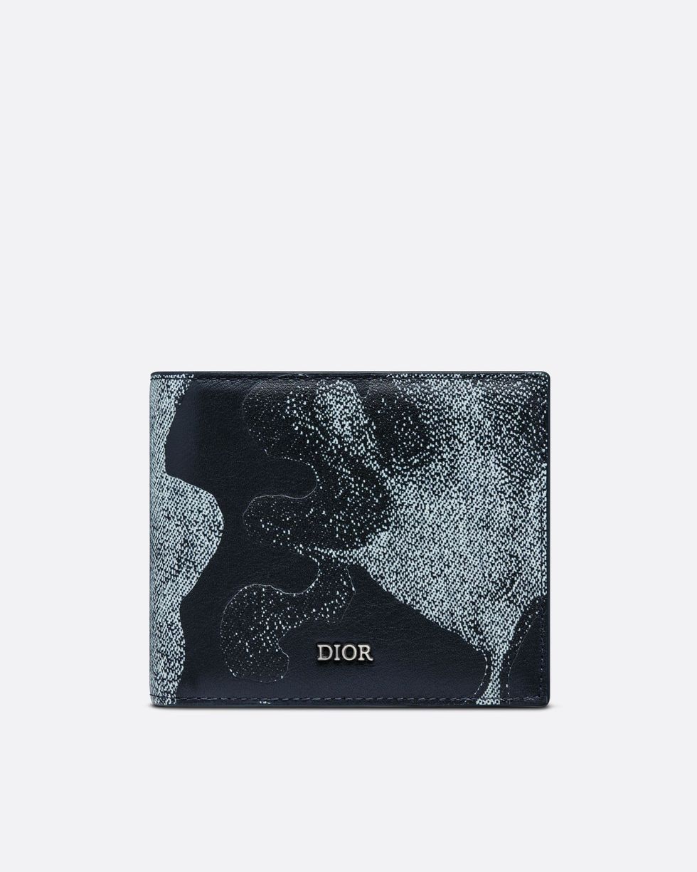 Dior男生皮夾推薦５：Dior x Peter Doig牛仔布藍色迷彩光滑小牛皮錢包 
