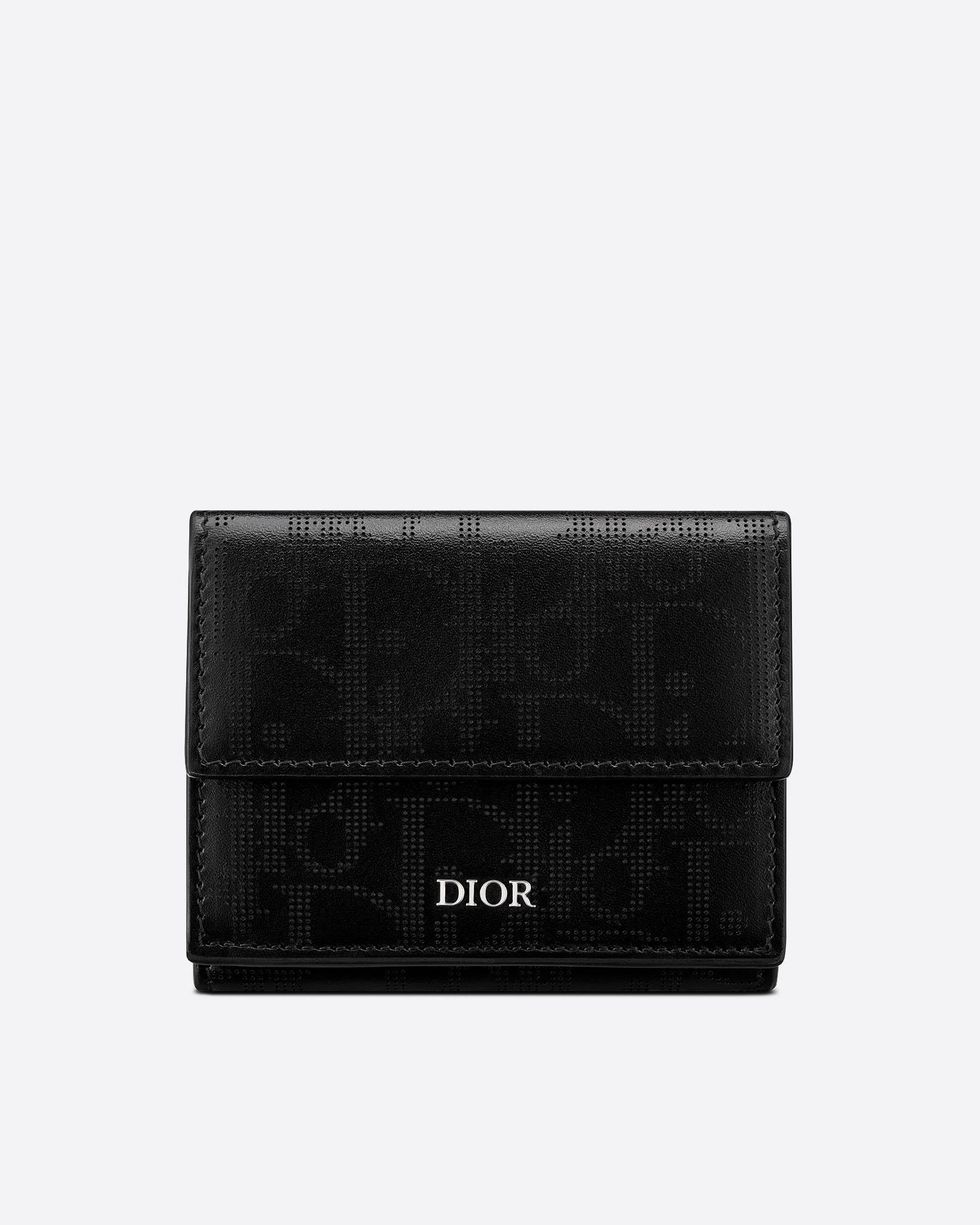  Dior男生皮夾推薦８：Dior Oblique Galaxy皮革黑色三摺錢包