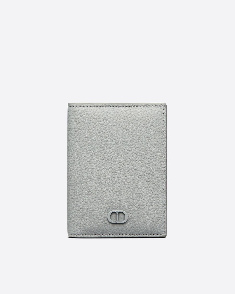 Dior男生皮夾推薦１２：灰色顆粒小牛皮兩摺型卡片套