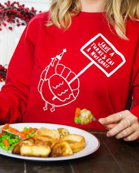 'Save A Turkey' Vegan Vegetarian Christmas Jumper, £38