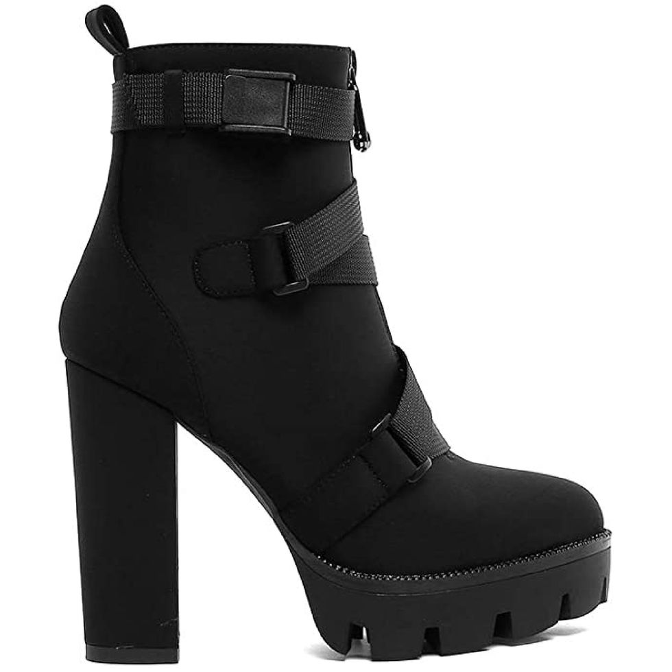 Women's Fashion Thick Heeled Boots with Buckle