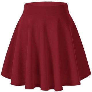 Casual Mini Stretch Waist Flared Plain Pleated Skater Skirt