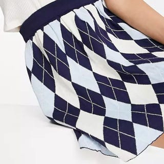 Argyle Knitted Mini Pleated Skirt