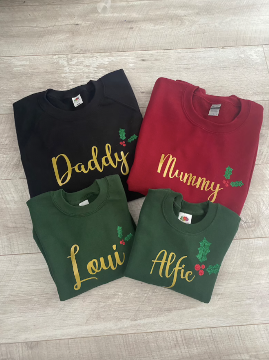 Matching Family Personalised Christmas Jumpers