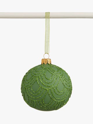 Gemstone Glitter Scalloped Bauble, Green