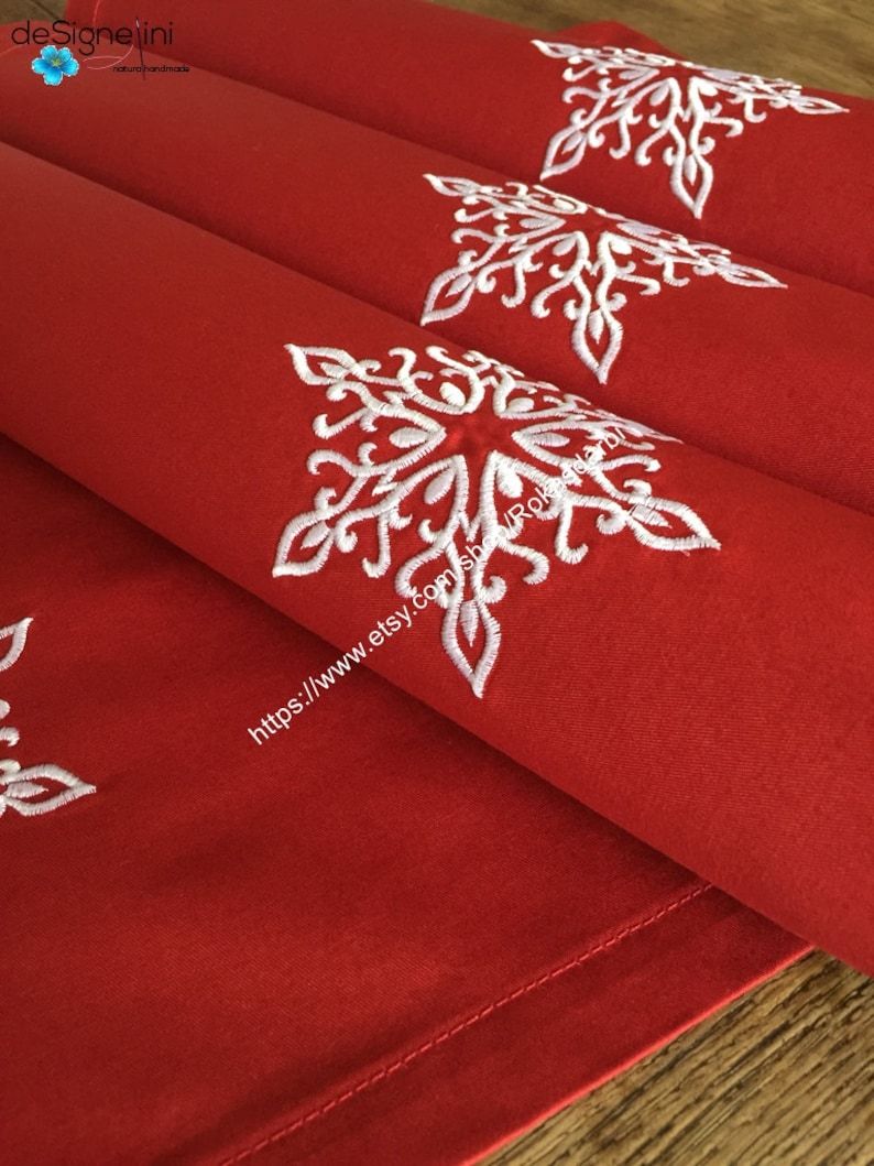 Embroidered Snowflake Christmas Placemats