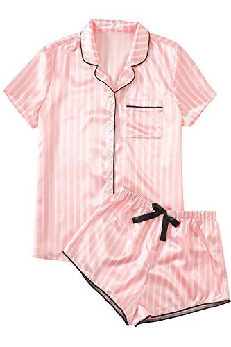 Satin Short Sleeve Shirt and Shorts Pajama Set
